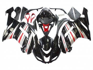 2007-2008 Kawasaki ZX6R Motorcycle Fairings - Black Silver Red Ninja