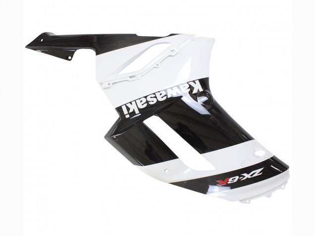 2007-2008 Kawasaki ZX6R Motorcycle Fairing - White Black