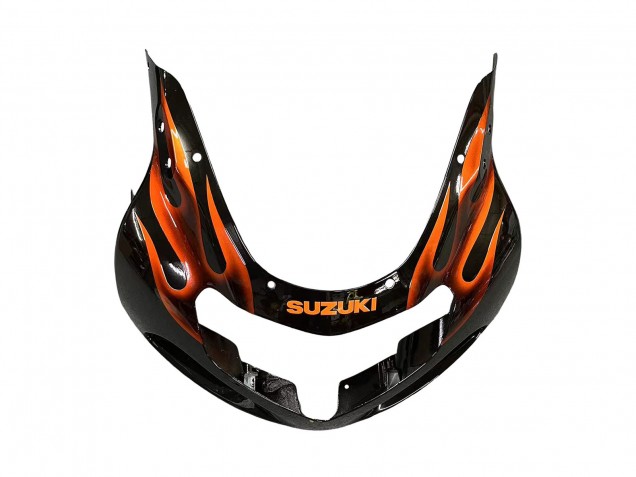 2000-2002 Suzuki GSXR1000 Motorcycle Fairings - Glossy Black Orange Flame