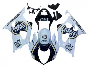 2003-2004 Suzuki GSXR 1000 Motorcycle Fairings - White Black Gold Motul Lucky Strike