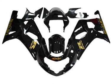 2001-2003 Suzuki GSXR 600 / GSXR 750 Motorcycle Fairings - Glossy Black Gold Decal