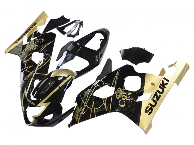2004-2005 Suzuki GSXR 600 / GSXR 750 Motorcycle Fairings - Glossy Black Gold Corona