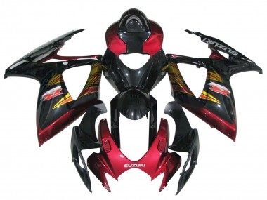 2006-2007 Suzuki GSXR 600 / GSXR 750 Motorcycle Fairing - Glossy Black Red Gold