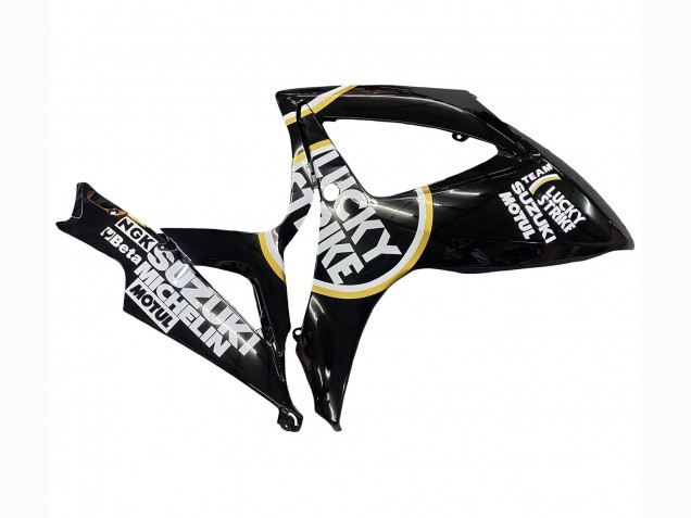 2006-2007 Suzuki GSXR 600 / GSXR 750 Motorcycle Fairings - Glossy Black White Motul Lucky Strike