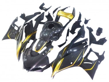 2019-2021 Yamaha YZF R3/R25 Motorcycle Fairings - Gold Black Carbon Fiber