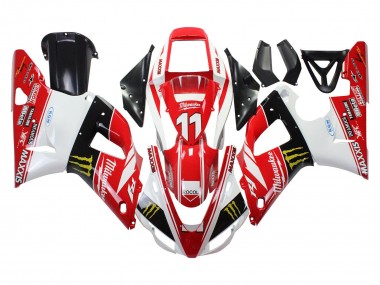 1998-1999 Yamaha YZF 1000 R1 Motorcycle Fairings - Red White Black Yellow Monster Milwaukee MAXXIS 11