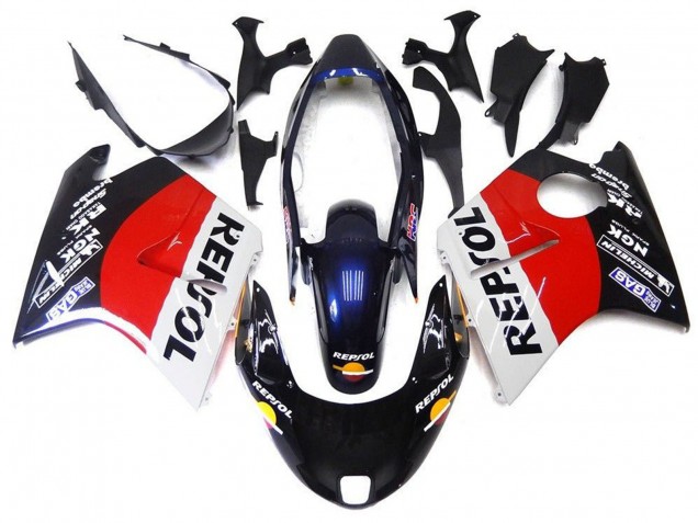 1996-2007 Honda CBR1100XX Blackbird Motorcycle Fairings - Red White Blue Glossy Black Repsol