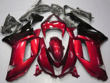 2007-2008 Kawasaki ZX6R Motorcycle Fairings - Candy Red Black
