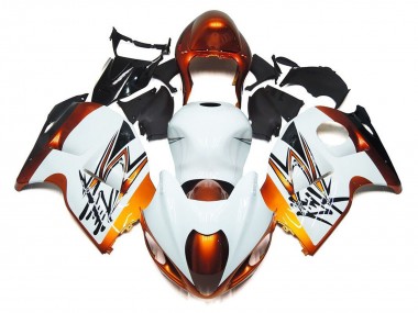 1996-2007 Suzuki GSXR 1300 Hayabusa Motorcycle Fairings - White Orange Black