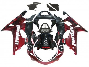 2000-2002 Suzuki GSXR1000 Motorcycle Fairings - Glossy Black Dark Red Jordan