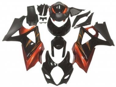 2005-2006 Suzuki GSXR 1000 Motorcycle Fairings - Glossy Black Matte Black Orange