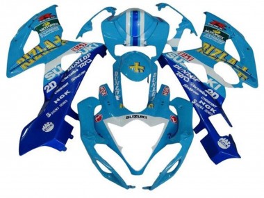 2005-2006 Suzuki GSXR 1000 Motorcycle Fairings - Blue White Stripe Rizla