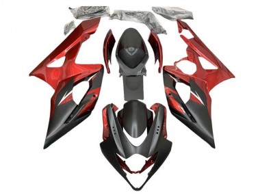 2005-2006 Suzuki GSXR 1000 Motorcycle Fairings - Candy Red Matte Black