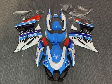 2017-2024 Suzuki GSXR1000 Motorcycle Fairings - White Blue Stripe Red Motul