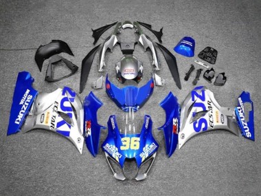 2017-2024 Suzuki GSXR1000 Motorcycle Fairings - Blue Silver Ecstar 36