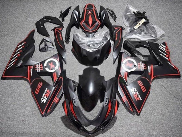 2009-2016 Suzuki GSXR 1000 Motorcycle Fairings - Matte Black Red Pinstripe