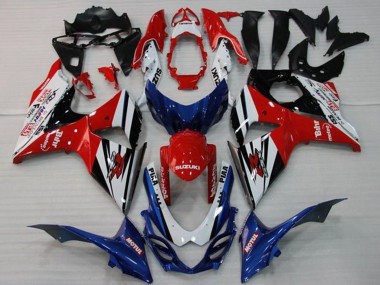 2009-2016 Suzuki GSXR 1000 Motorcycle Fairings - White Red Blue Black Stripe
