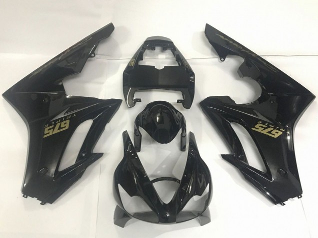 2009-2012 Triumph Daytona 675 Triple Motorcycle Fairings - Glossy Black Gold Decals