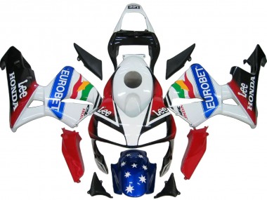 2003-2004 Honda CBR600RR Bike Fairings - White Red Blue Glossy Black EuroBet