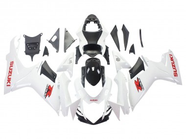 2011-2024 Suzuki GSXR 600/750 Motorcycle Fairings - White Glossy Black Red Decal