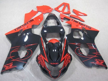 2004-2005 Suzuki GSXR 750 Motorcycle Fairings - Red Glossy Black