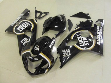 2004-2005 Suzuki GSXR 750 Motorcycle Fairings - Glossy Black White Lucky Strike Motul