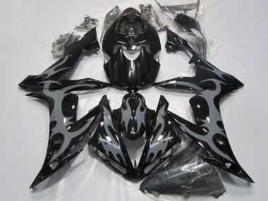 2004-2006 Yamaha YZF R1 Motorcycle Fairings - Glossy Black Grey Flame
