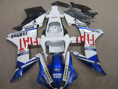 2004-2006 Yamaha YZF R1 Motorcycle Fairings - White Blue Red Fiat Motul