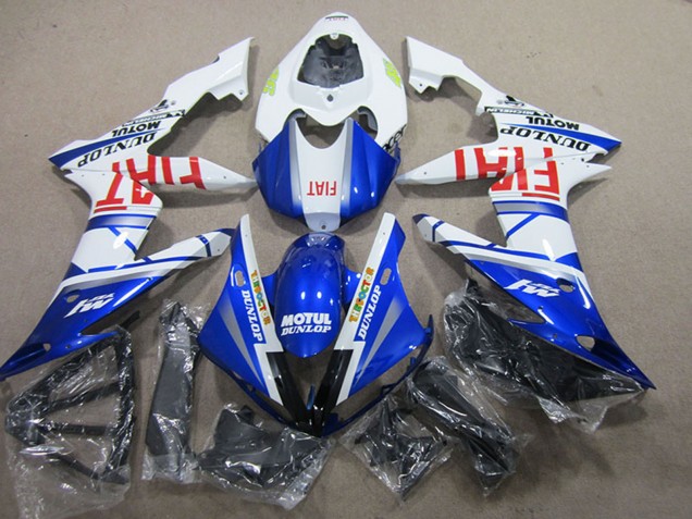 2004-2006 Yamaha YZF R1 Motorcycle Fairings - White Blue Motul Fiat