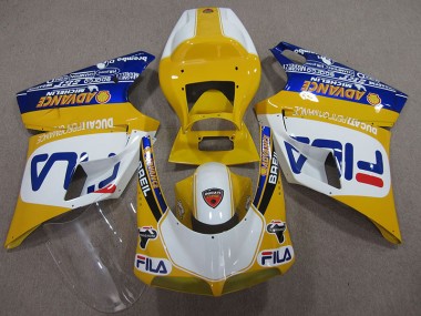 1993-2005 Yellow White Fila Ducati 748 Bike Fairings