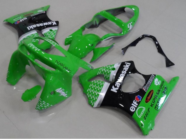 1998-1999 Green Black Kawasaki ZX6R Motorbike Fairing 1998-1999 Green Black Kawasaki ZX6R Motorbike Fairing