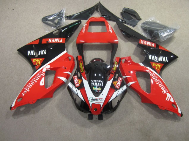 1998-1999 Red Black White Santander Yamaha YZF R1 Motorcycle Fairings 1998-1999 Red Black White Santander Yamaha YZF R1 Motorcycle Fairings