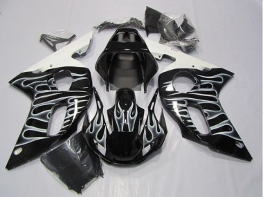 1998-2002 Black White Flame Yamaha YZF R6 Motorcycle Fairing