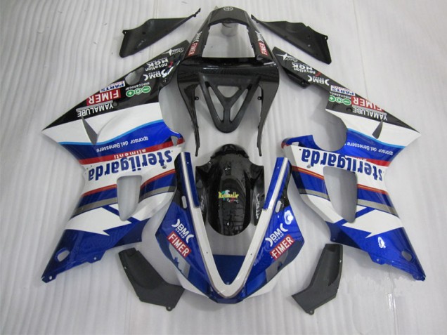 2000-2001 Black White Blue Santander Yamaha YZF R1 Replacement Fairings 2000-2001 Black White Blue Santander Yamaha YZF R1 Replacement Fairings