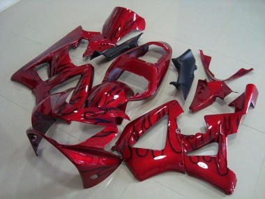 2000-2001 Red Black Flame Honda CBR900RR 929 Bike Fairing
