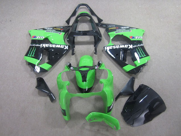 2000-2002 Black Green Monster Kawasaki ZX6R Motor Fairings 2000-2002 Black Green Monster Kawasaki ZX6R Motor Fairings
