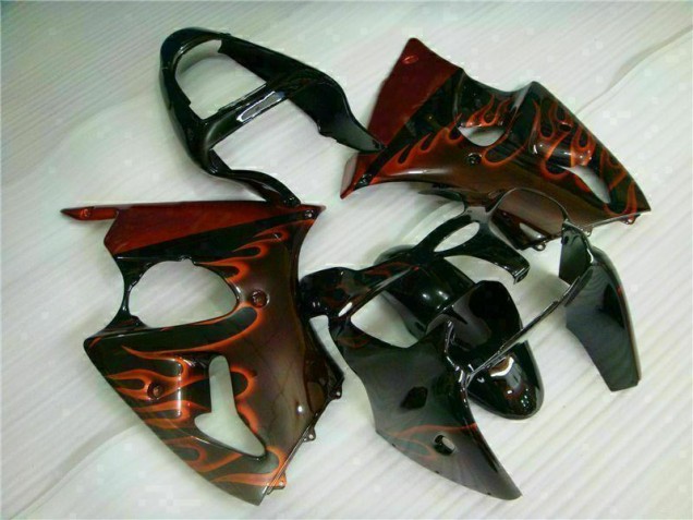2000-2002 Black Red Flame Kawasaki ZX6R Motorcycle Fairing Kits 2000-2002 Black Red Flame Kawasaki ZX6R Motorcycle Fairing Kits