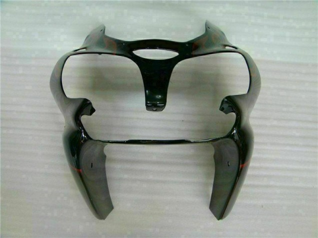 2000-2002 Black Red Flame Kawasaki ZX6R Motorcycle Fairing Kits 2000-2002 Black Red Flame Kawasaki ZX6R Motorcycle Fairing Kits