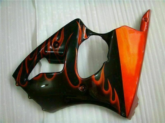 2000-2002 Black Red Flame Kawasaki ZX6R Motorcycle Fairing Kits 2000-2002 Black Red Flame Kawasaki ZX6R Motorcycle Fairing Kits