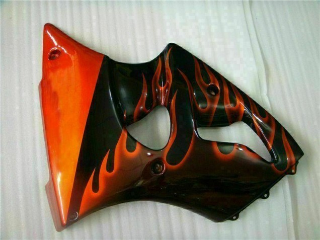 2000-2002 Black Red Flame Kawasaki ZX6R Motorcycle Fairing Kits 2000-2002 Black Red Flame Kawasaki ZX6R Motorcycle Fairing Kits