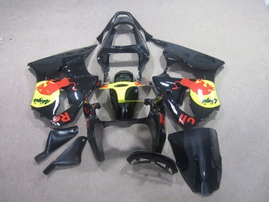 2000-2002 Black Yellow Red Bull Ninja Kawasaki ZX6R Motorcycle Replacement Fairings