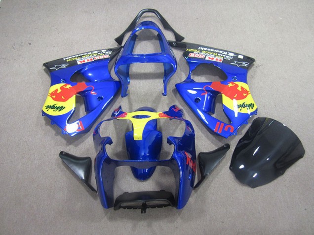 2000-2002 Blue Red Bull Ninja Kawasaki ZX6R Motorcycle Bodywork 2000-2002 Blue Red Bull Ninja Kawasaki ZX6R Motorcycle Bodywork