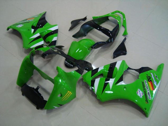 2000-2002 Green Black Kawasaki ZX6R Motor Fairings 2000-2002 Green Black Kawasaki ZX6R Motor Fairings