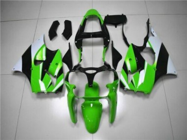 2000-2002 Green White Black Kawasaki ZX6R Bike Fairing Kit
