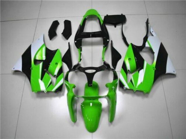 2000-2002 Green White Black Kawasaki ZX6R Bike Fairing Kit 2000-2002 Green White Black Kawasaki ZX6R Bike Fairing Kit