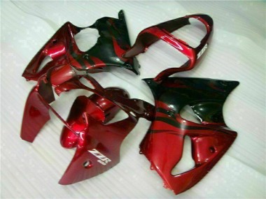 2000-2002 Red Black Kawasaki ZX6R Bike Fairing Kit