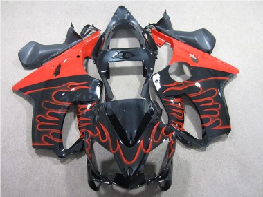 2001-2003 Black Red Flame Honda CBR600 F4i Motorcycle Fairings