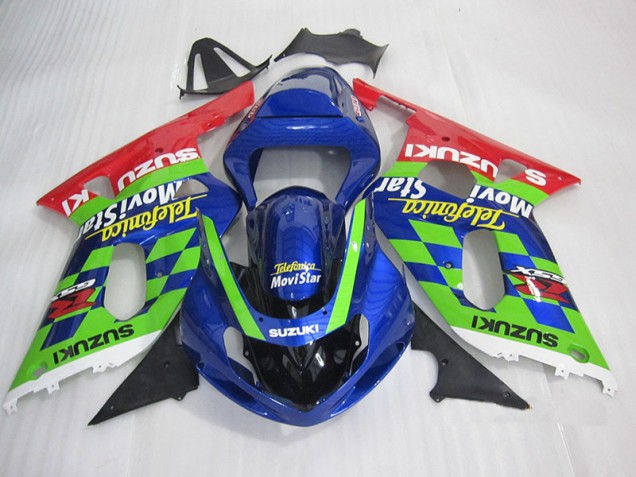 2001-2003 Blue Green Red Telefumia Movistar Suzuki GSXR600 Motorbike Fairing 2001-2003 Blue Green Red Telefumia Movistar Suzuki GSXR600 Motorbike Fairing