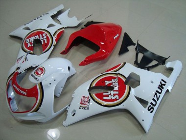 2001-2003 Red White Lucky Strike Suzuki GSXR750 Motorcycle Fairings