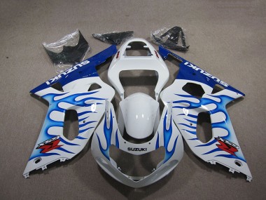 2001-2003 White Blue Flame Suzuki GSXR750 Motorbike Fairings
